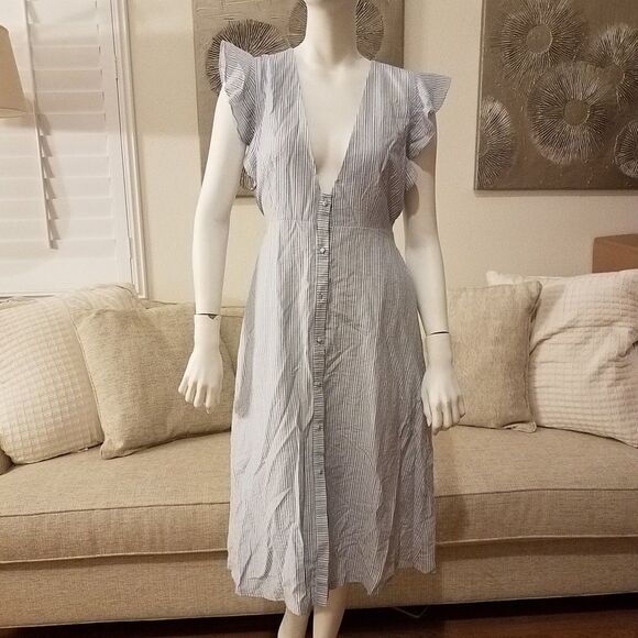 Storee Front Button Midi Dress Sz Large - Picture 5 of 8